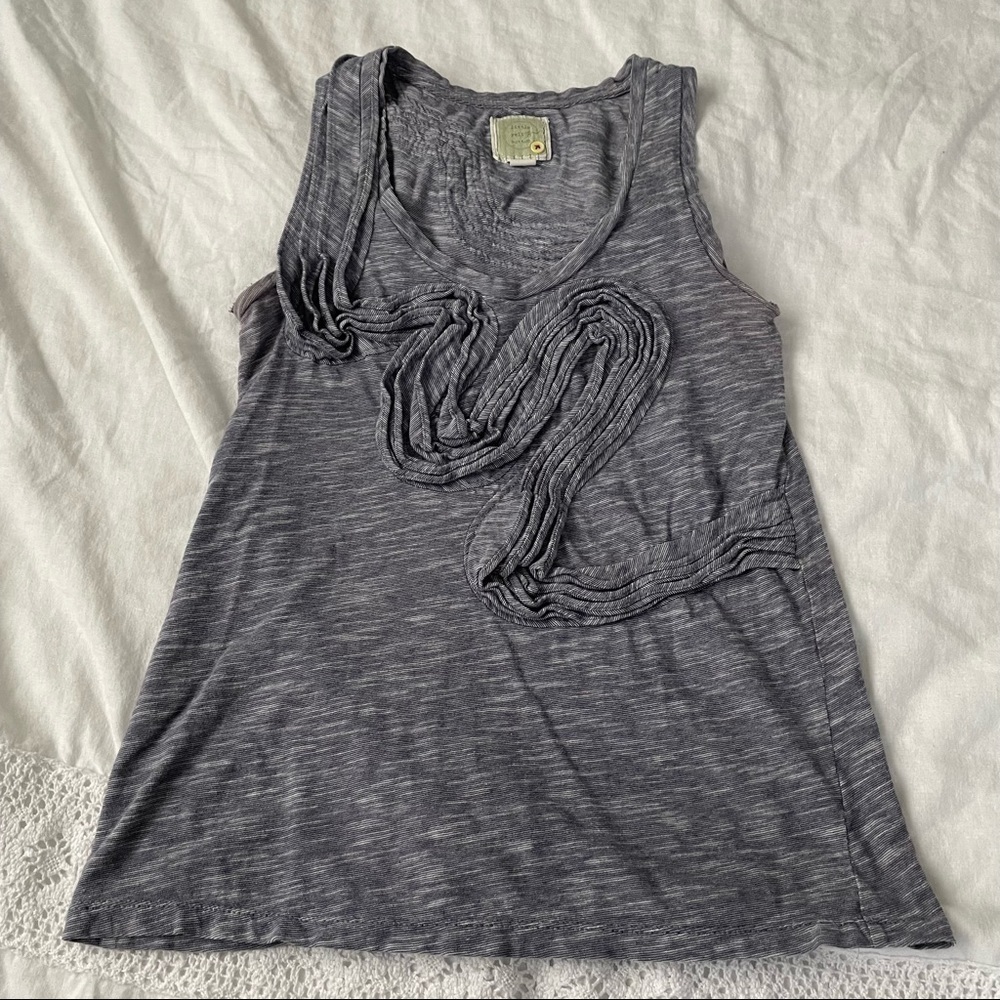 Anthropologie Little Yellow Button XS tank flower floral